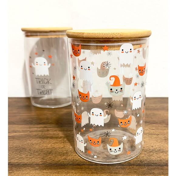 NEW: Gourmet Kitchen - Trick or Treat, Ghosts, Glass Containers with Bamboo Lids - Picture 5 of 5